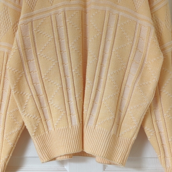 Par Four 90's Vintage Funky Jacquard Knit Crewneck Sweater Pastel Yellow Large - Picture 6 of 10